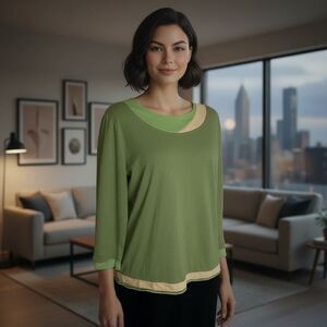 VTG Take Two Clothing Co Top Tri-Tone Green 100% Cotton Size Medium